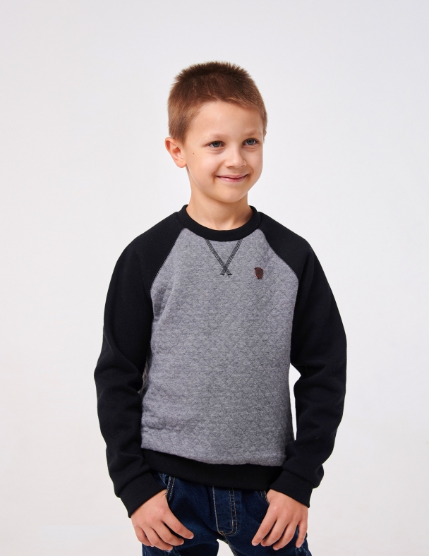 Дитячий пуловер для хлопчика | Бавовна | 104, 110, 116  | Cтильно та тепло для хлопчика SMIL 116600 Сірий меланж - изображение 1