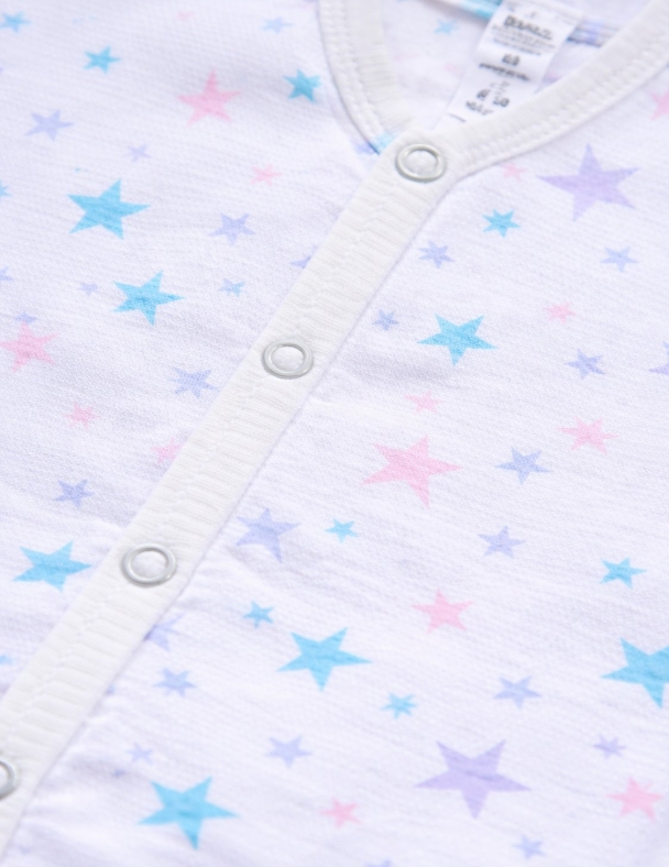 Детский комбинезон для девочки | 68 - 86 размер | 100 % хлопок | Кулир | На кнопках | Идеально на весну для девочки SMIL 108656 Рисунок звезды - изображение 2