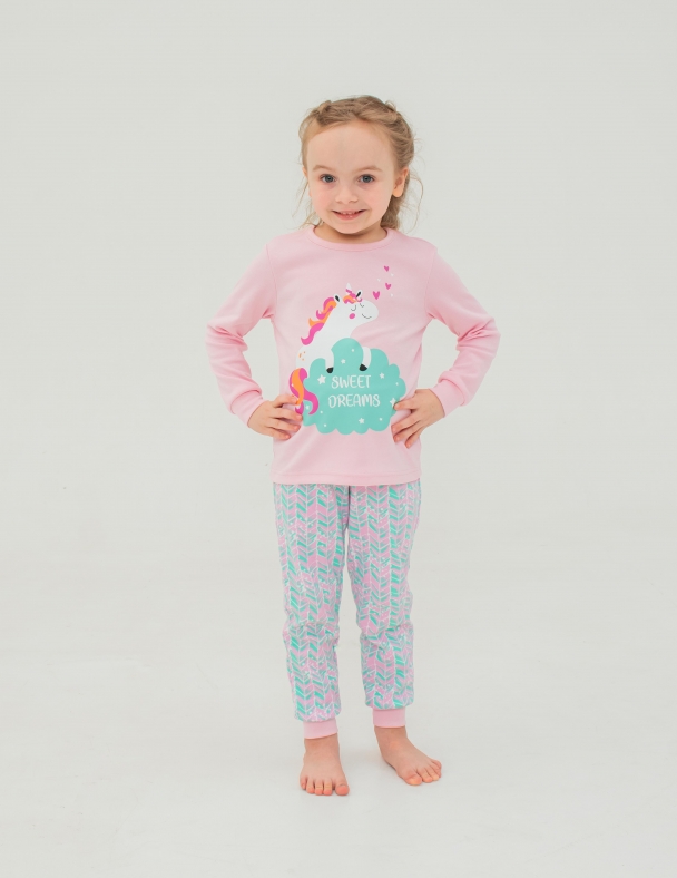 Детская пижама | 100% Хлопок | Демисезон | 92 | Очень приятная к телу для девочки SMIL 104522 Розовый - изображение 1