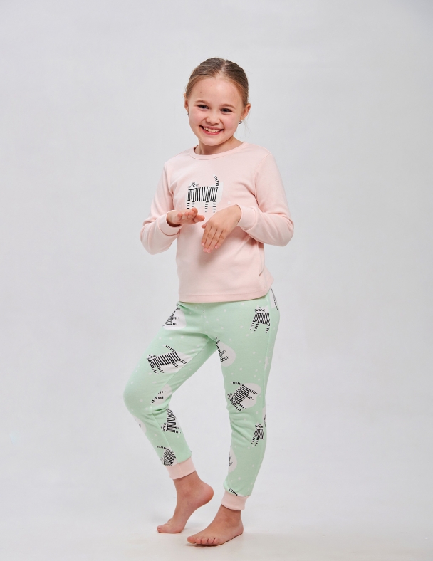 Дитяча піжама для дівчинки | від 92 до 170 | Еластичний та дихаючий інтерлок вищої якості, 100% бавовна | Ідеально на осінь, тепла, приємна на дотик. для дівчинки SMIL 104838 Блідо-рожевий - изображение 4