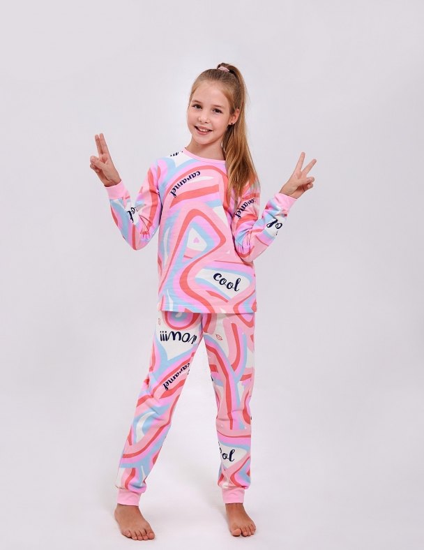 Дитяча піжама для дівчинки з начосом | Розмір: від 92 см до 164 см | 100% cotton | Premium футер  для дівчинки SMIL 104540 Малюнок - изображение 3