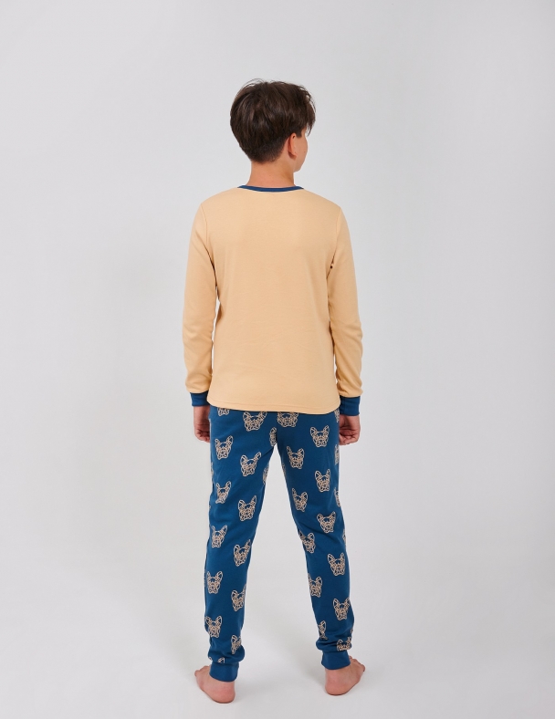 Детская пижама для мальчика 100% cotton Размеры от 92 до 176 см Premium Interlock Мягкая и приятная для мальчика SMIL 104863-1 Бежевый - изображение 4