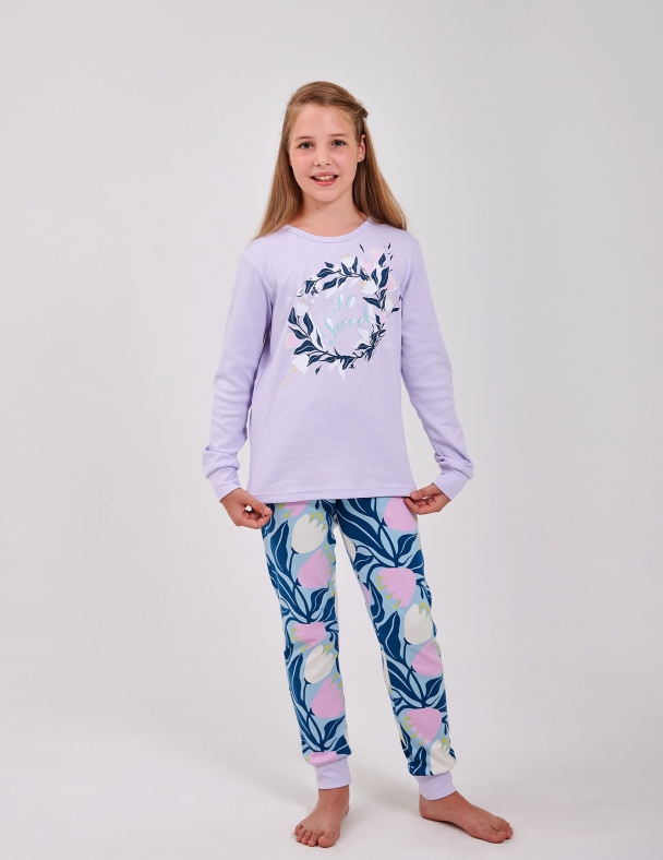 Дитяча піжама для дівчинки 100% cotton Розміри від 92 до 170 см Premium Interlock М'яка та приємна для дівчинки SMIL 104866-1 Нiжна лаванда - изображение 1