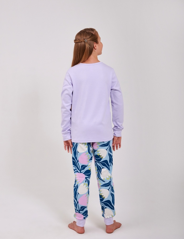Дитяча піжама для дівчинки 100% cotton Розміри від 92 до 170 см Premium Interlock М'яка та приємна для дівчинки SMIL 104866-1 Нiжна лаванда - изображение 2