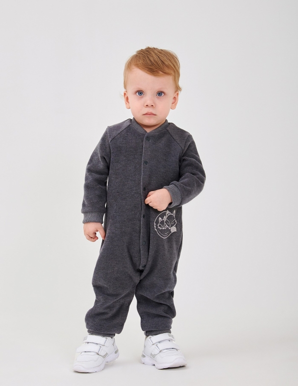 Дитячий комбінезон для хлопчика Розміри від 56 см до 86 см Premium Selanik 90% Сotton Теплий та Зручний унісекс SMIL 122091-1 Графітовий - изображение 1