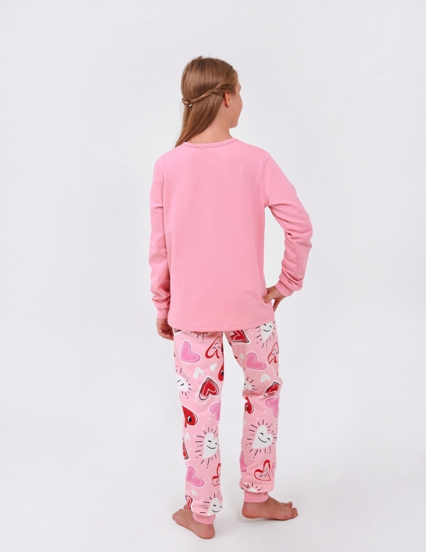 Дитяча піжама з начосом для дівчинки Розмір: від 146 до 170 см 100% cotton Premium футер для дівчинки SMIL 104860-1 Рожевий - изображение 2