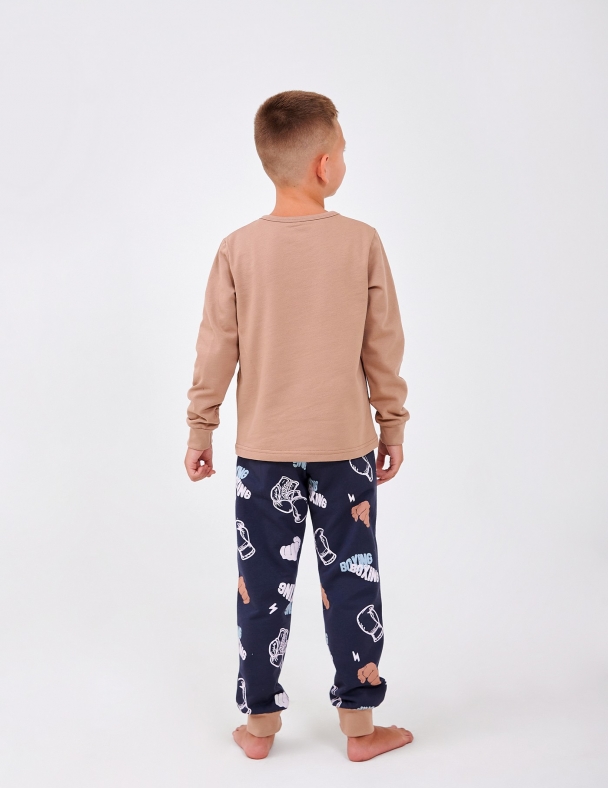 Дитяча піжама з начосом для хлопчика Розмір: від 122 до 140 см 100% cotton Premium футер для хлопчика SMIL 104871-1 Пісочний - изображение 2