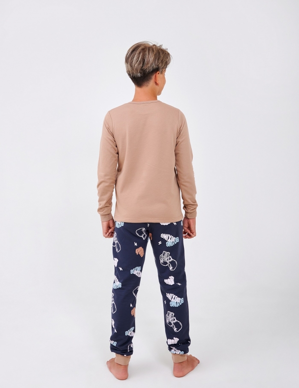 Дитяча піжама з начосом для хлопчика Розмір: від 146 до 176 см 100% cotton Premium футер для хлопчика SMIL 104872-1 Пісочний - изображение 2