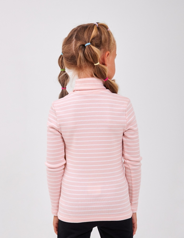 Гольф с отворотом для девочки SMIL 114019-2s Полоска розовая - изображение 2