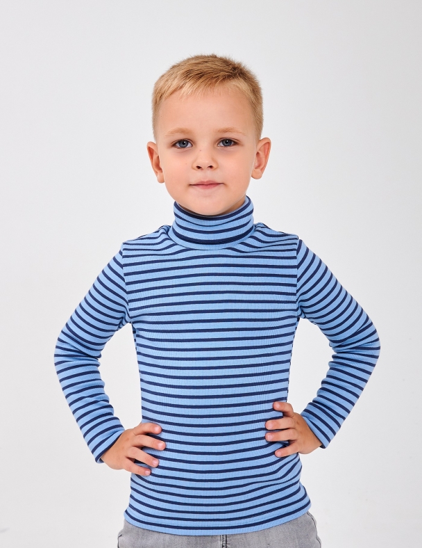 Гольф с отворотом для мальчика SMIL 114027-2s Полоска голубая - изображение 1