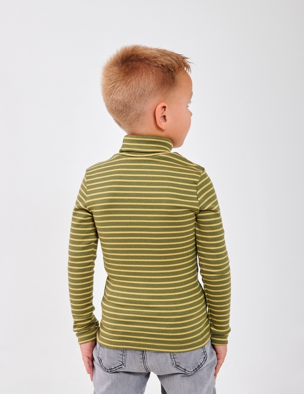Гольф с отворотом для мальчика SMIL 114027-2s Полоска хаки - изображение 2