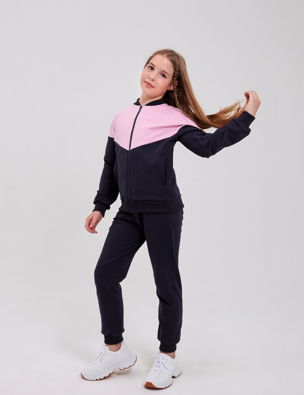 Спортивний костюм (куртка+брюки) для дівчинки SMIL 117482-1-2s Темно-сірий - изображение 2