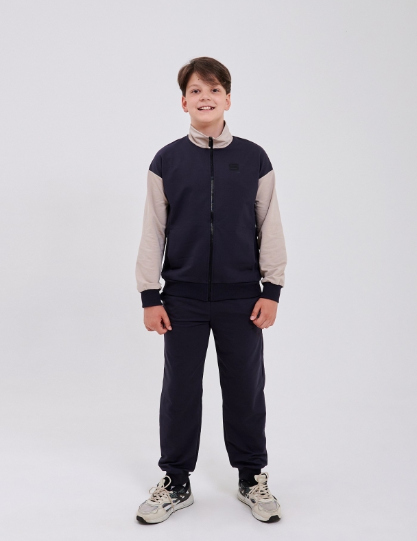 Спортивный костюм (куртка+брюки) для мальчика SMIL 117484-1-2s Темно-серый - изображение 1