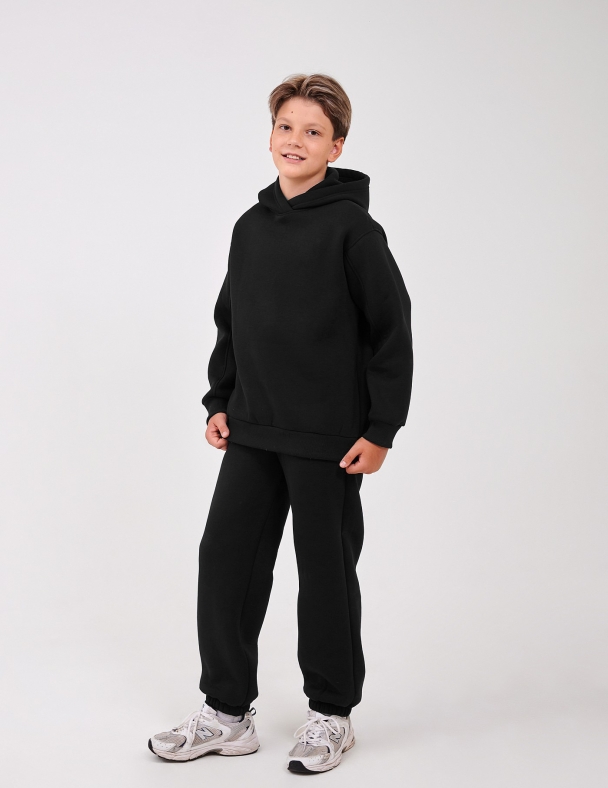 Детский костюм для мальчика Утепленный с начесом Размеры от 122  до 140 см Premium Fleece Идеальный на зиму для мальчика SMIL 117537-1 Черный - изображение 1