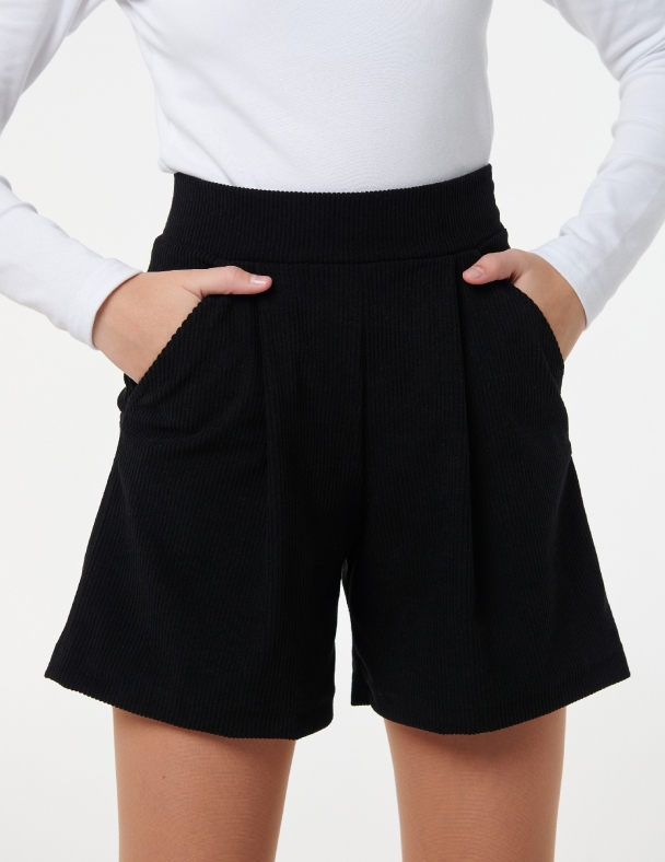 Дитячі шорти Розмір: 170 см | Вельвет вищої якості Відмінно поєднується з кофтами, бомберами та блузками для дівчинки SMIL 112376 Чорний - изображение 1