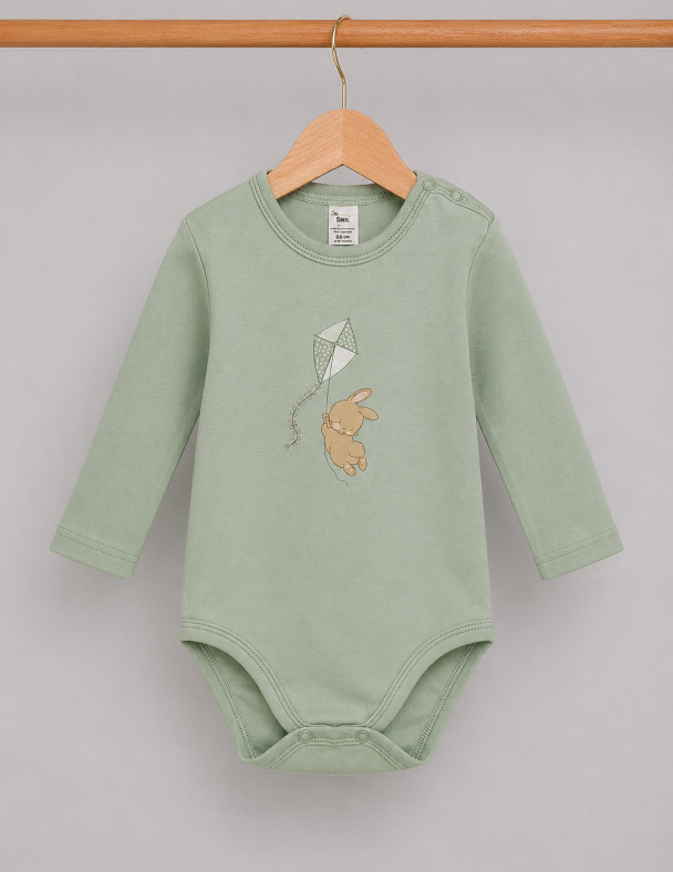Детское боди для новорожденного малыша 100% cotton Унісекс Eco Iнтерлок Удобно На Каждый День унисекс SMIL 102787-1 Светлая оливка - изображение 1
