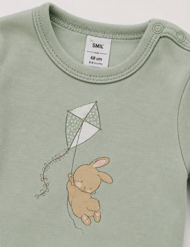 Детское боди для новорожденного малыша 100% cotton Унісекс Eco Iнтерлок Удобно На Каждый День унисекс SMIL 102787-1 Светлая оливка - изображение 3
