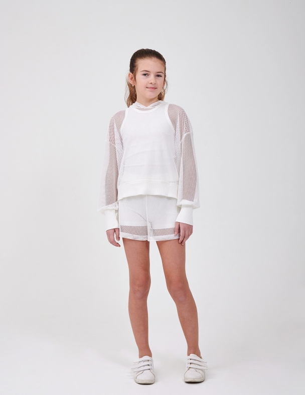 Комплект (майка + світшот сітка + шорти) для дівчинки SMIL 113324-1 Білий - изображение 1