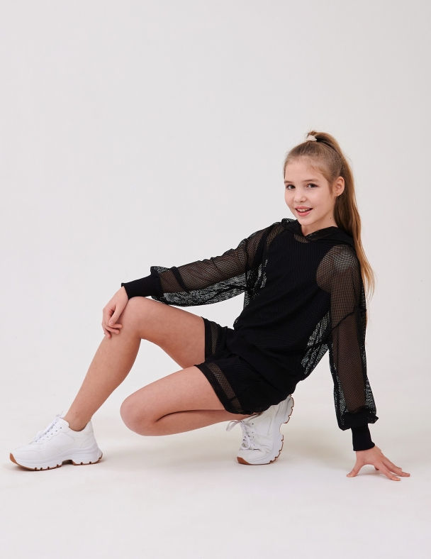 Комплект (майка + світшот сітка + шорти) для дівчинки SMIL 113324-1 Чорний - изображение 2