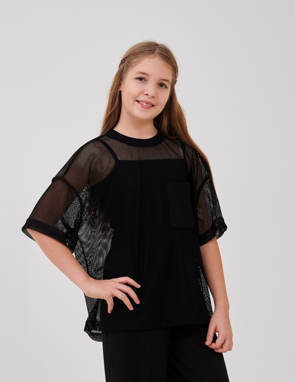 Комплект (майка + футболка сітка) для дівчинки SMIL 113325-1 Чорний - изображение 1