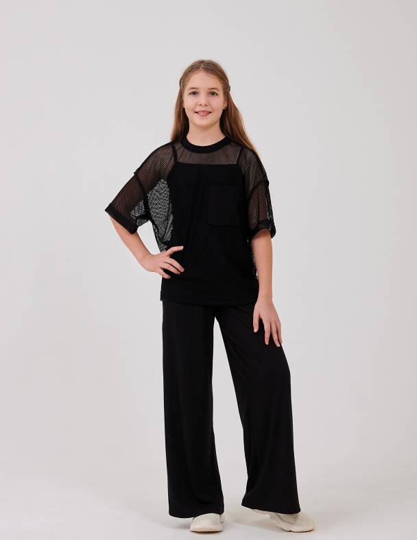 Комплект (майка + футболка сітка) для дівчинки SMIL 113325-1 Чорний - изображение 3