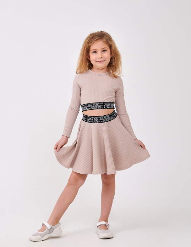 Комплект (топ довгий рукав+спідниця) для дівчинки SMIL 113319-1 Бежевий - изображение 1