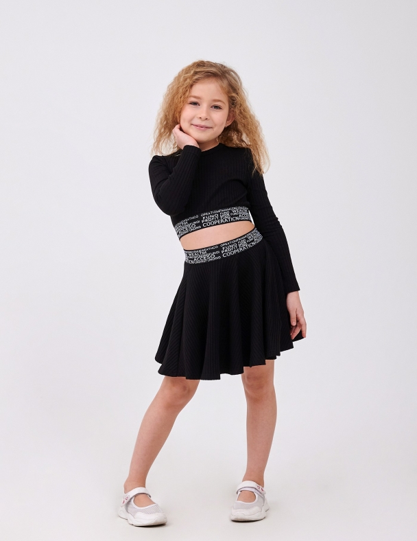 Комплект (топ довгий рукав+спідниця) для дівчинки SMIL 113319-1 Чорний - изображение 1