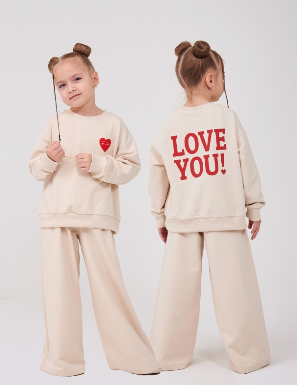 Костюм (свiтшот+штани) для дівчинки SMIL 117506-1 Світло-бежевий - изображение 1