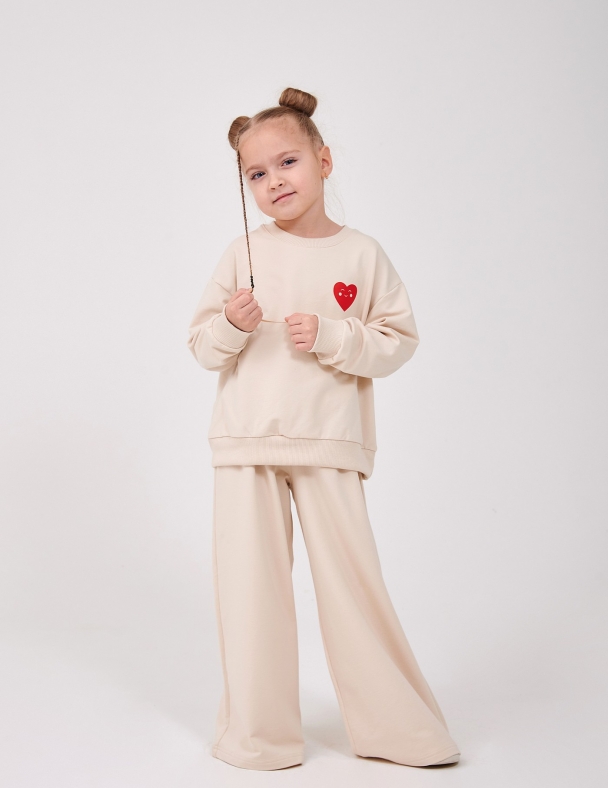 Костюм (свiтшот+штани) для дівчинки SMIL 117506-1 Світло-бежевий - изображение 3