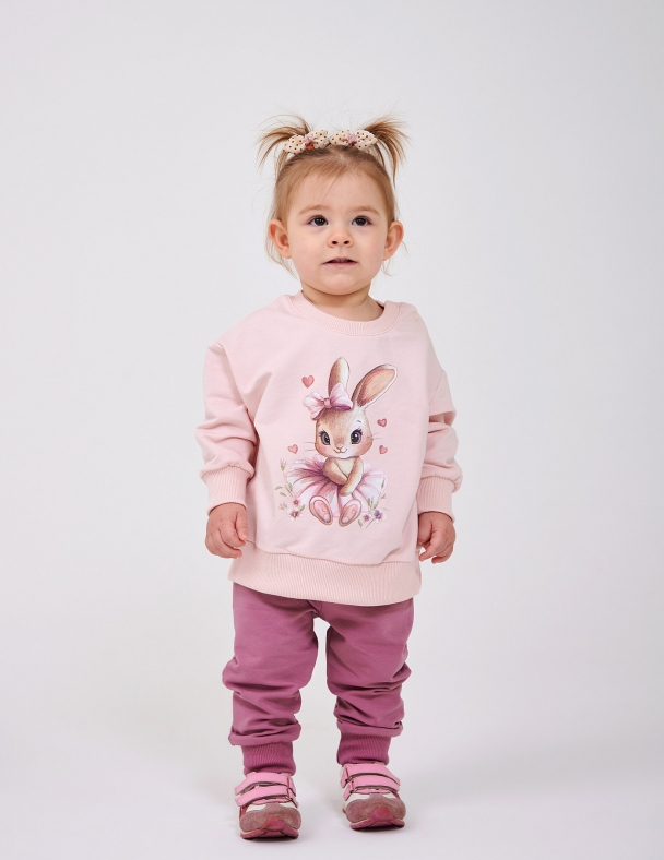 Костюм (свитшот+штаны) для девочки SMIL 117508-1 Нежно-розовый - изображение 1