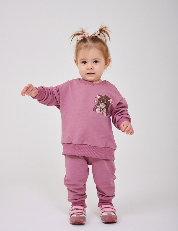 Костюм (свитшот+штаны) для девочки SMIL 117508-1 Пыльная роза - изображение 1