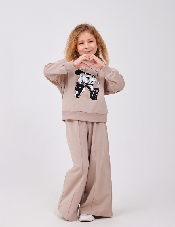 Костюм (свитшот+штаны) для девочки SMIL 117512-1 Капучино - изображение 2