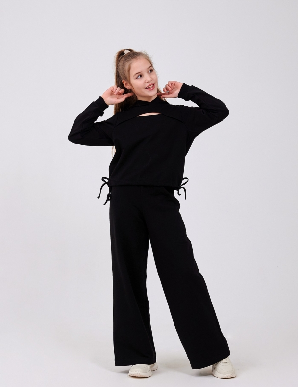Костюм (свитшот+штаны) для девочки SMIL 117516-1 Черный - изображение 1