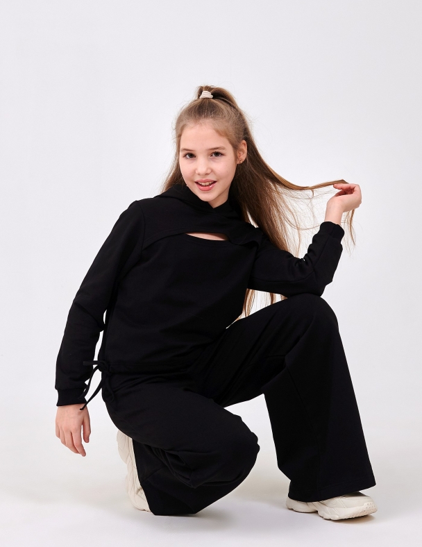 Костюм (свитшот+штаны) для девочки SMIL 117516-1 Черный - изображение 2