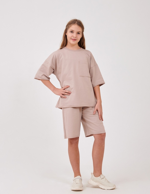 Костюм (футболка+шорты) для девочки SMIL 117514-1 Капучино - изображение 3