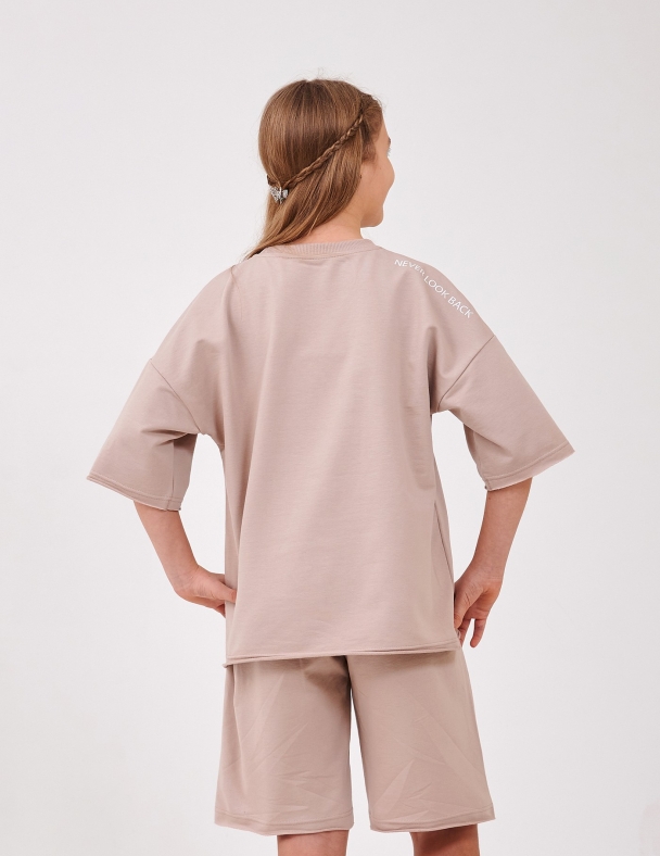 Костюм (футболка+шорты) для девочки SMIL 117514-1 Капучино - изображение 5