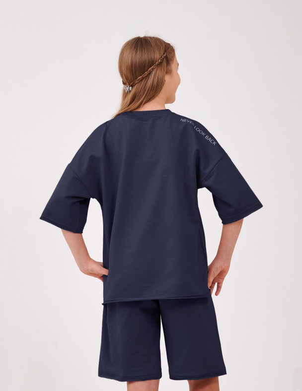 Костюм (футболка+шорти) для дівчинки SMIL 117520-1 Темно-сірий - изображение 2