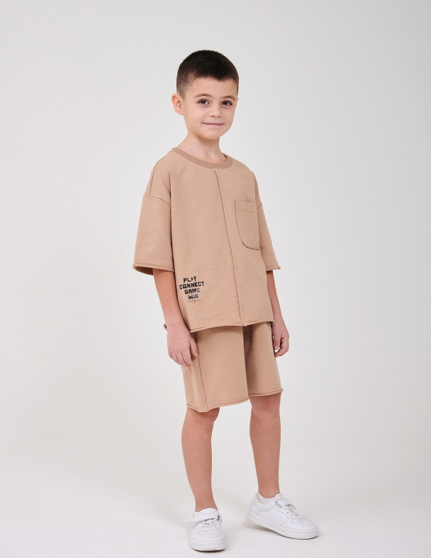 Костюм (футболка+шорти) для хлопчика SMIL 117524-1 Бежевий - изображение 1
