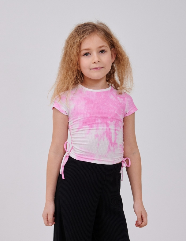 Детский топ для девочки от 7 до 10 лет 95% cotton Eco Полотно Rib Knit Fabric Мягкий и Тянется для девочки SMIL 110904-1 Розовый - изображение 1