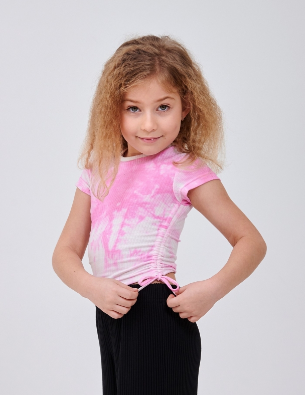 Детский топ для девочки от 7 до 10 лет 95% cotton Eco Полотно Rib Knit Fabric Мягкий и Тянется для девочки SMIL 110904-1 Розовый - изображение 2