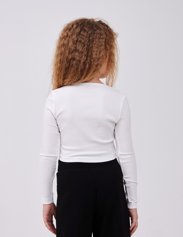 Детский топ для девочки от 7 до 10 лет 95% cotton Eco Полотно Rib Knit Fabric Мягкий и Тянется для девочки SMIL 116713-1 Молочный - изображение 2