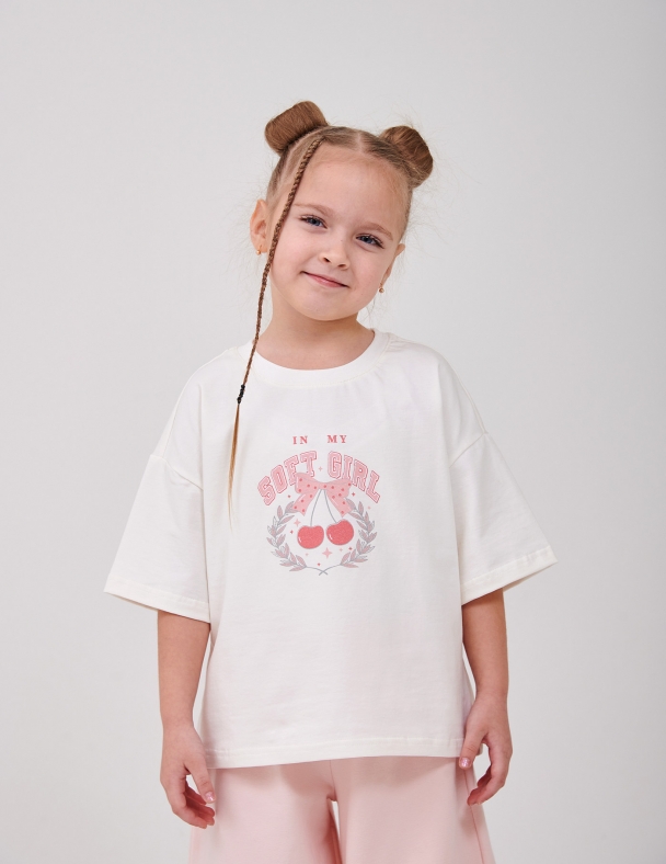Футболка для дівчинки SMIL 110864-1 Молочний - изображение 1