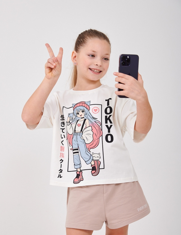 Футболка для дівчинки SMIL 110865-1 Молочний - изображение 1