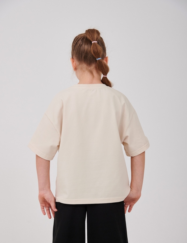 Футболка для дівчинки SMIL 110865-1 Світло-бежевий - изображение 2