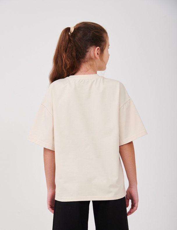 Футболка для дівчинки SMIL 110868-1 Світло-бежевий - изображение 2