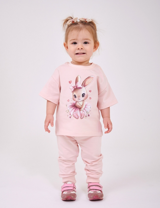 Дитяча футболка для дівчинки від 1 до 2 років 95% cotton Eco Полотно Stretch Single Jersey Тягнеться і М'яка для дівчинки SMIL 110872-1 Нiжно-рожевий - изображение 3