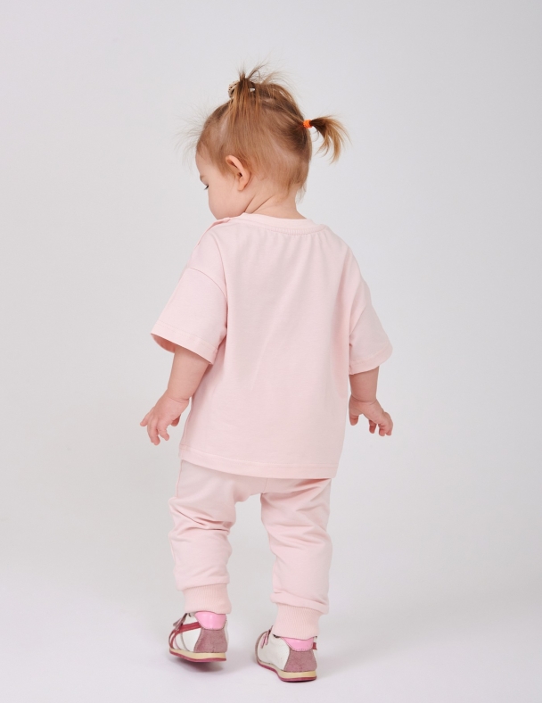 Дитяча футболка для дівчинки від 1 до 2 років 95% cotton Eco Полотно Stretch Single Jersey Тягнеться і М'яка для дівчинки SMIL 110872-1 Нiжно-рожевий - изображение 2