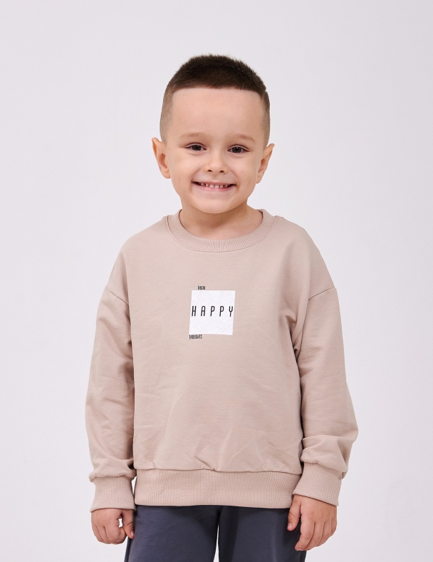 Детское худи для мальчика от 2 до 10 лет 95% cotton Eco Полотно Stretch French Terry Мягкое и Стильное для мальчика SMIL 116720-1 Капучино - изображение 1