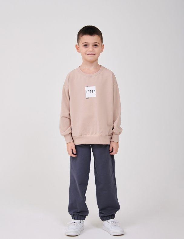 Детское худи для мальчика от 2 до 10 лет 95% cotton Eco Полотно Stretch French Terry Мягкое и Стильное для мальчика SMIL 116720-1 Капучино - изображение 3