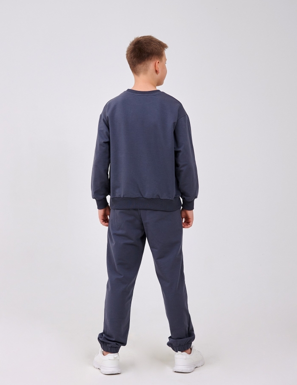 Детское худи для мальчика от 2 до 14 лет 95% cotton Eco Полотно Stretch French Terry Мягкое и Стильное для мальчика SMIL 116721-1 Темно-серый - изображение 3